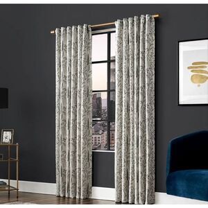Scott Living Aubry Shimmering Floral 100% Blackout Back Tab Curtain Panel 96x51